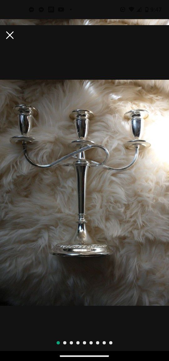 SILVER PLATED CANDELABRA IN GOOD CONDITION