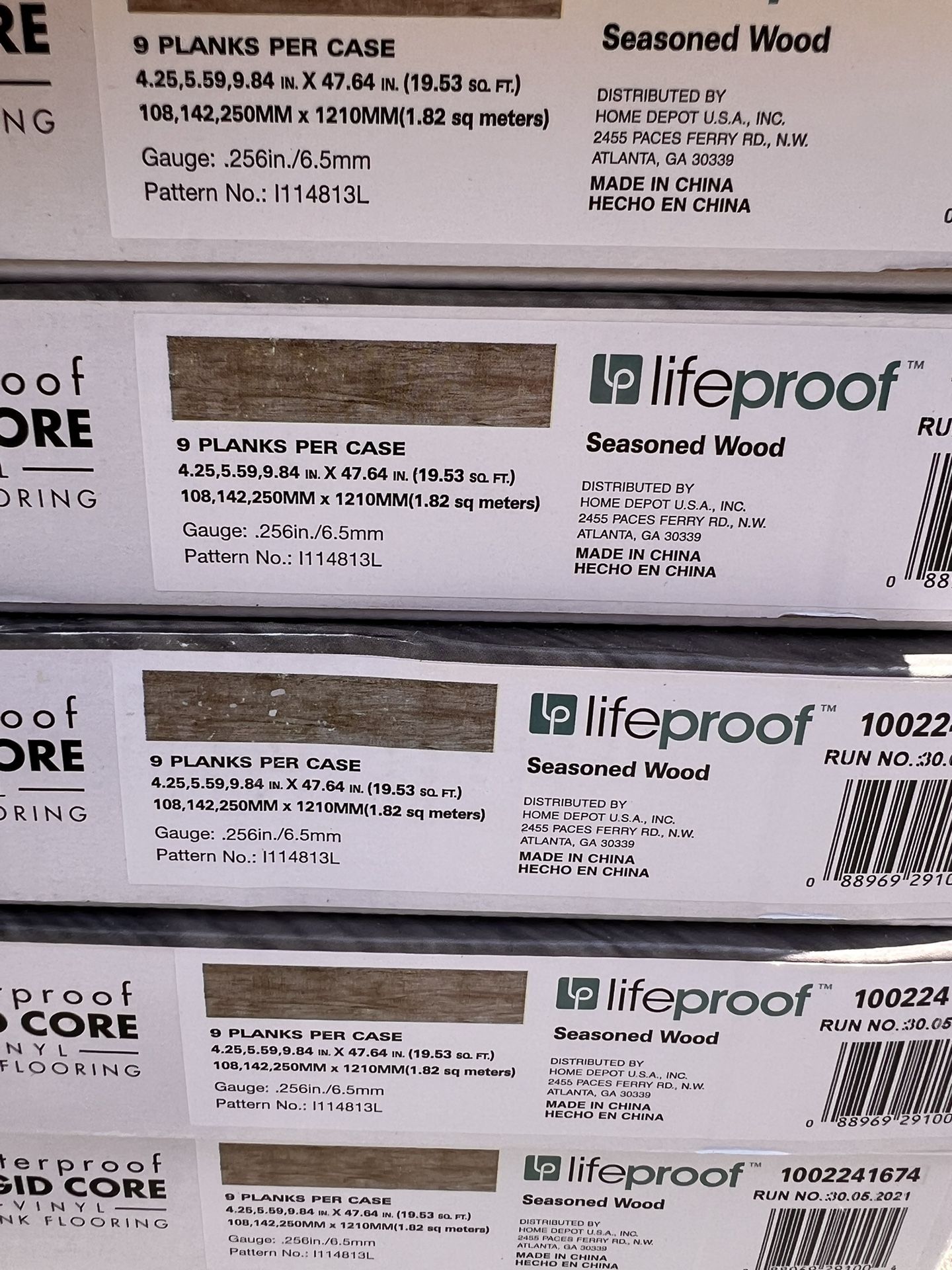 Lifeproof Seasoned Wood 6 MIL x Multi-Width x 48 in. L Click Lock Waterproof Luxury Vinyl Plank Flooring (30 Cases)$35 Each Case