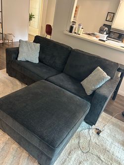Dark Gray Sofa/Couch with Ottoman