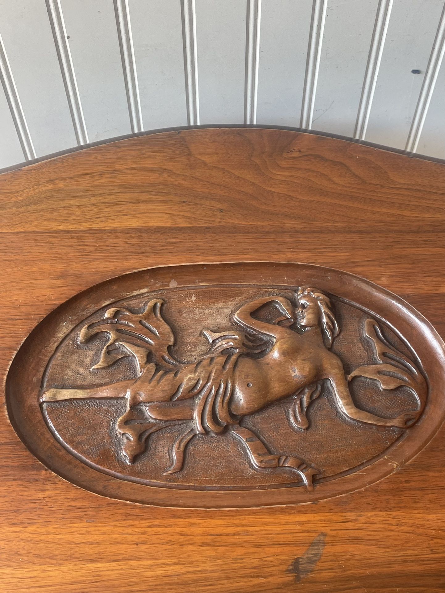 Antique Coffee Table With Carved Mermaid