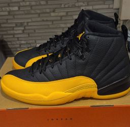 Jordan Air Jordan 12 Men's High Top Lace-Up Black Yellow Colorblock