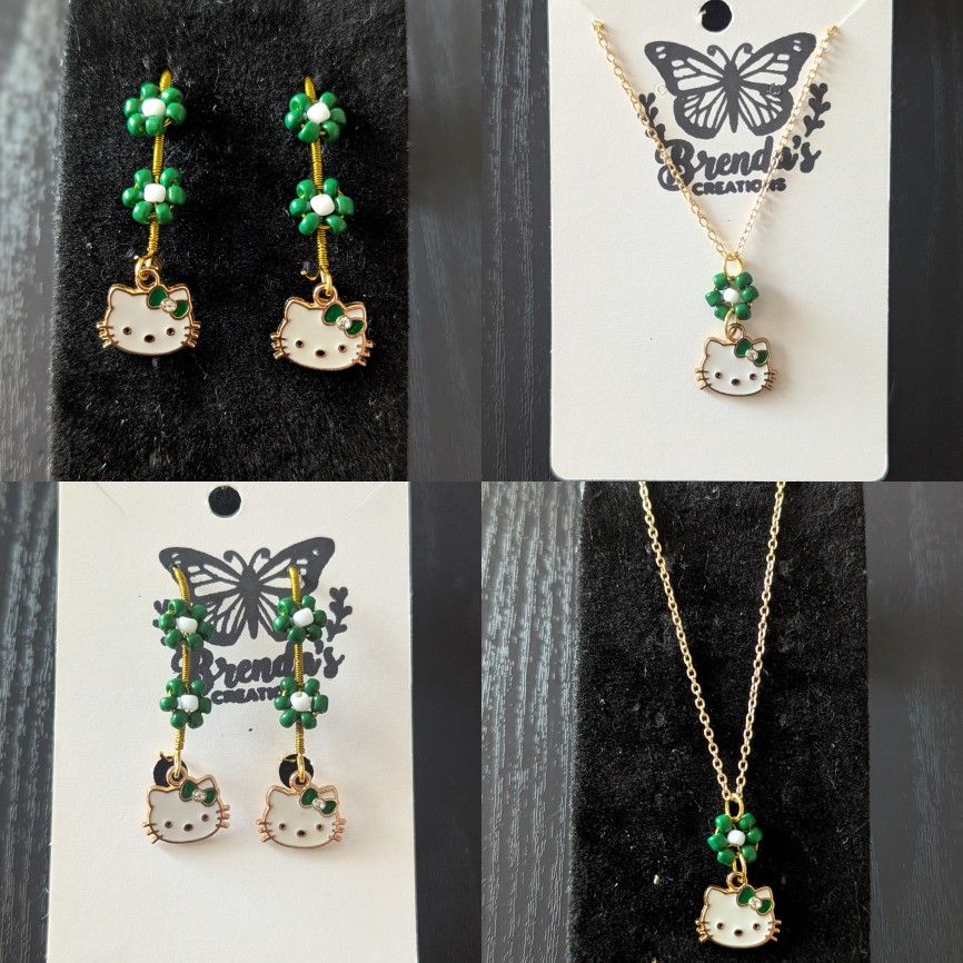 Green Hello Kitty Flower Jewelry Set 