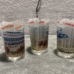 Horse Race Kentucky Derby Mint Julep Glasses Vintage 