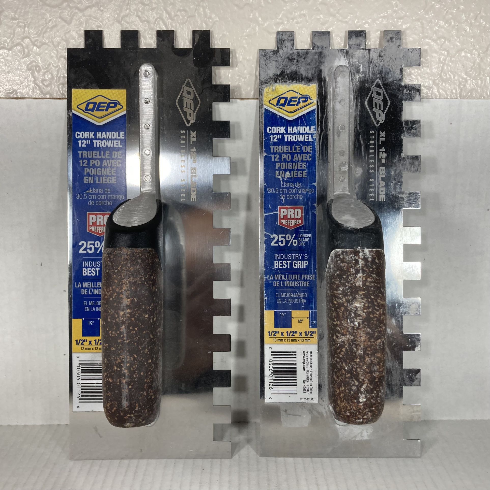 Concrete Tool Trowel Flooring Square 1/2" Cork Handle XL Stainless Steel 2 Pack