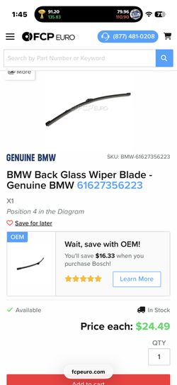 BMW X1 Rear Wiper Blade New