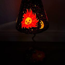 Celestial Sun Face Moon Stars Tea Light Glass Candle Holder Fairy Lamp Whimsigoth