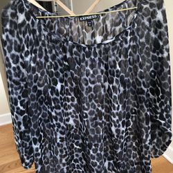 Sheer Black Leopard Print Blouse