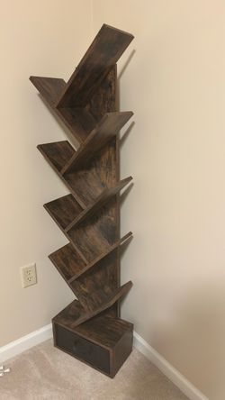Set of 2 Tree Bookshelves with Storage Drawers