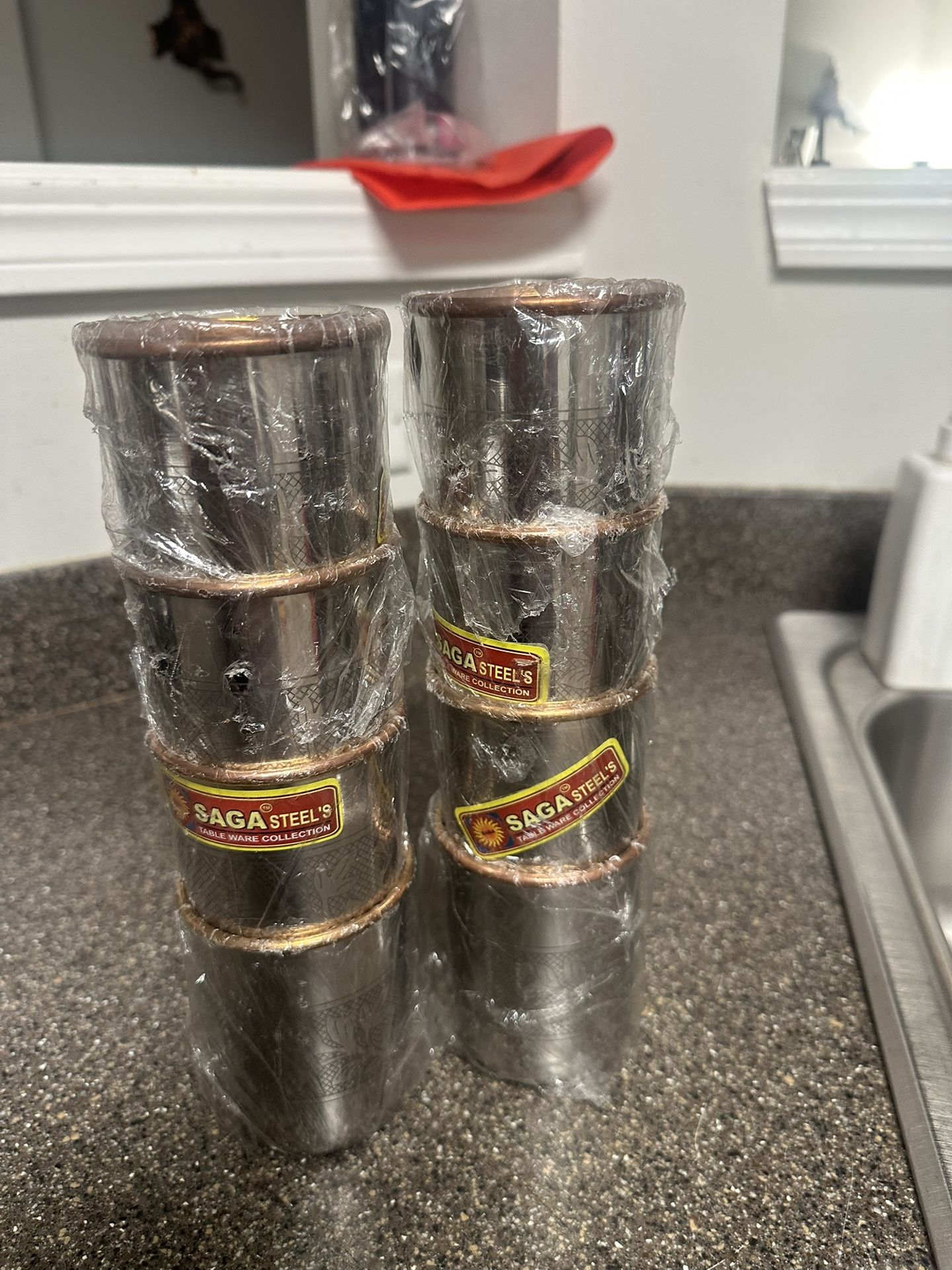 8 Pieces Stainless Steel With Copper Inside Drinking Glass