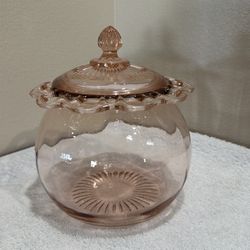 Rare Pink Depression Candy Jar