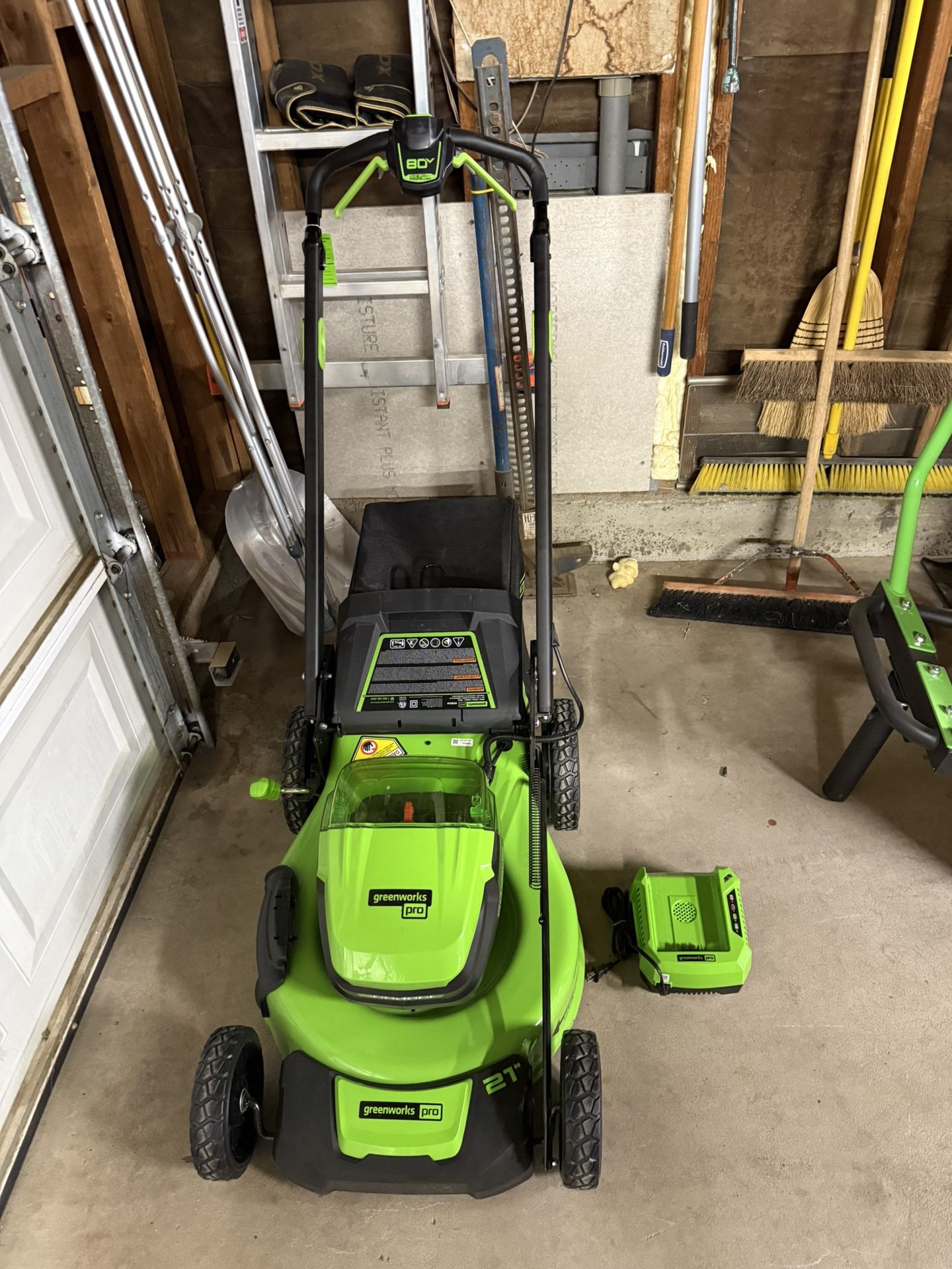 Green works 21” 80v electric self propelled lawn mower, brand new just open box