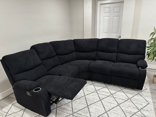 Fabric Sectional Sofa Reclining In Black BRAND NEW $599