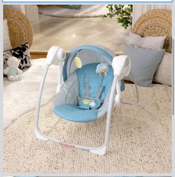 Ingenuity: Sun Valley Portable Swing with Canopy – Canopy, 2 toys, 2-position recline seat, unisex, for ages 0 to 9 months, gray