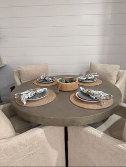 48” round RH dining table