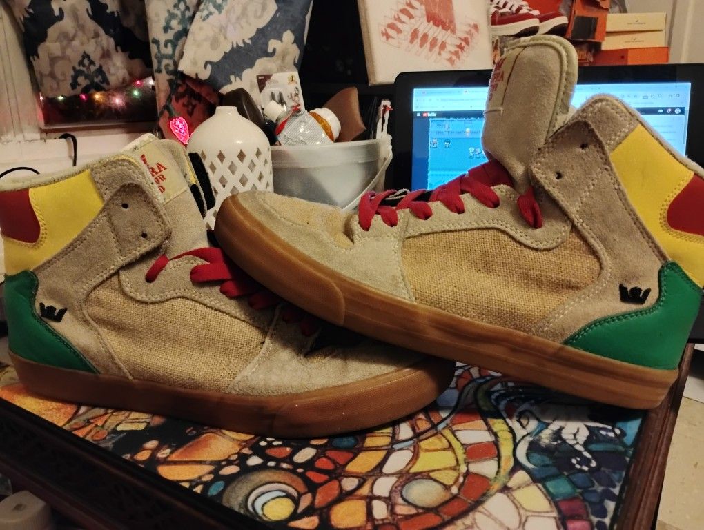 RARE SUPRA VAIDER RASTA SKATEBOARDING SHOES
