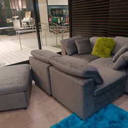 *Living Room Special!!!*---Flexible Lima Fabric Sectional Sofa W/Ottoman---Delivery And Financing Available🤠