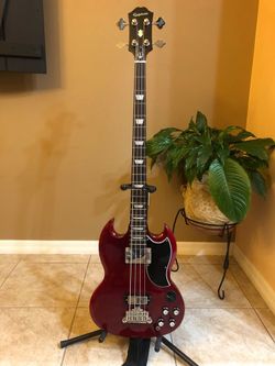 Epiphone Base With New Case, Amplifier, Stool, Stand And More