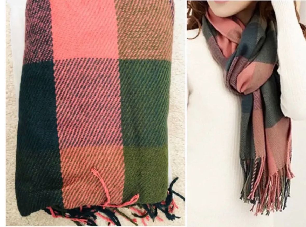 New Women's Long Shawl Big Grid Winter Warm Lattice Large Scarf SIZE: 79L*23W Inches(cash & pick up only)