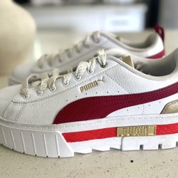 Puma Platform Sneakers – White/Red/Gold – Kids 7 – Never Worn!