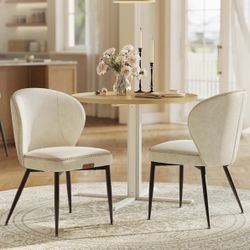 New VASAGLE EKHO Collection - Dining Chairs Set of 2, Upholstered Kitchen Chairs, Comfortable Seat, Synthetic Leather with Stitching, Mid-Century Mode