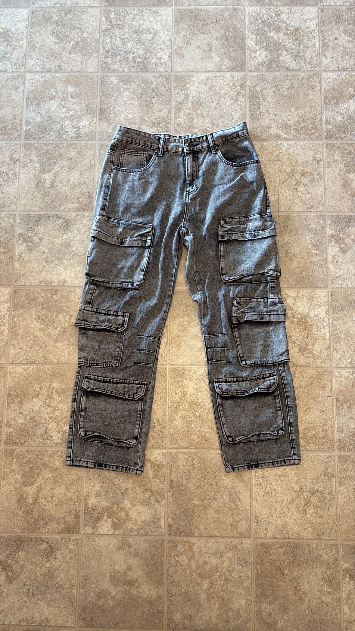 Loose Fit Baggy Jeans W Multiple Pockets 