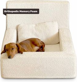 NEW Sherpa Teddy Dog Bed Luxury BedFrame with Pillow + Sham