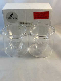 NWB TranspaCrystal Head Skull Shot Vodka Glasses, Set Of 2 , Perfect! No Lowballing.. FRNT CAB