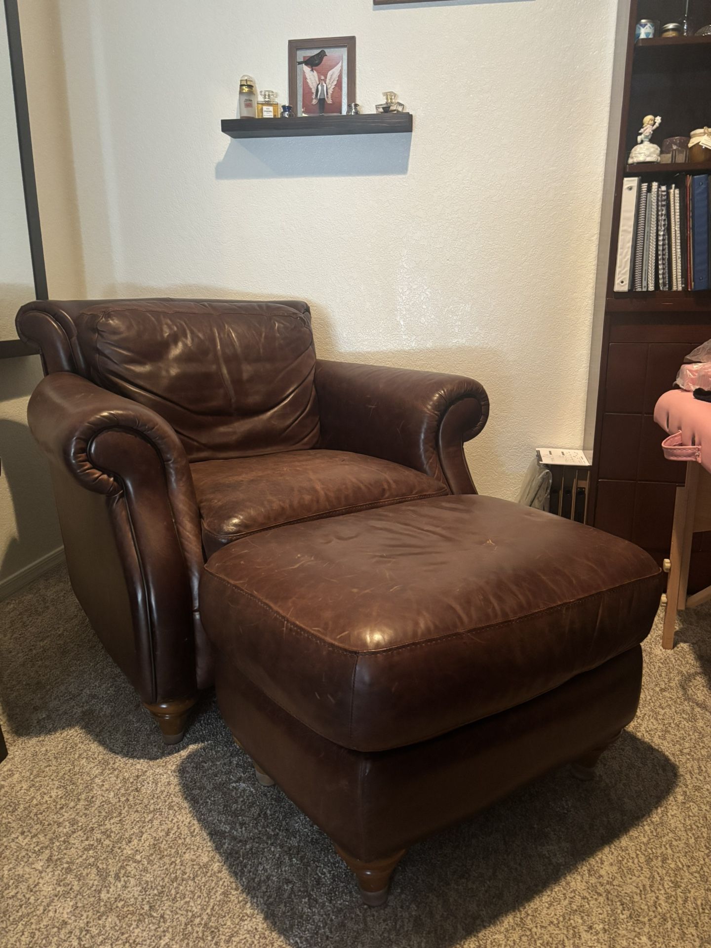 Natuzzi Leather Chair And Ottoman