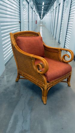 RARE Vintage Mid Century Bamboo Rattan Art Arm Chair Beautiful Nice Shape