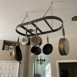 Hanging Pot Holder with Pans And Lids
