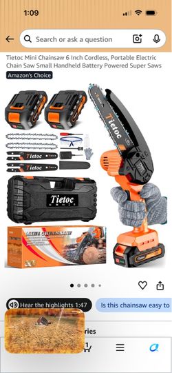 Tietoc 6-Inch Cordless Mini Chainsaw Kit