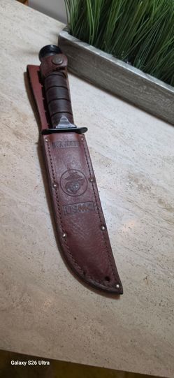 Vintage Ka bar Usmc set Marine Corps W Leather Cover Used