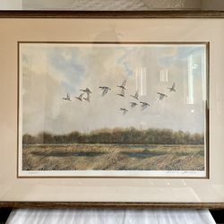 Vintage Wood Framed James Davies Duck Print Signed And Numbered