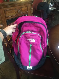 North face pink durable backpack