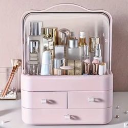 Cosmetics Receiving Box Dust-Proof Desktop Makeup Organizer with Drawer for Skin Care Products Household Storage Box Shelf