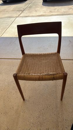 3 teak chairs.   Seats need repair.