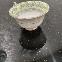Vtg Regency Tea Cup Bone China England 1940's Green Gold Gilt Floral