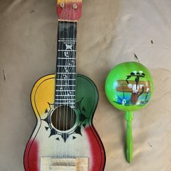 Hand Made In Mexico Guitar And Maraca
