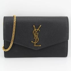 Saint Laurent Uptown YSL Wallet on Chain in Grained Leather