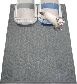 UPSKY Cat Litter Mat, XL Litter Trapping Mat Soft on Kitty Paws, Large Litter Box Mat 35" x 47" Scatter Control for Indoor Cats Waterproof and Extra L