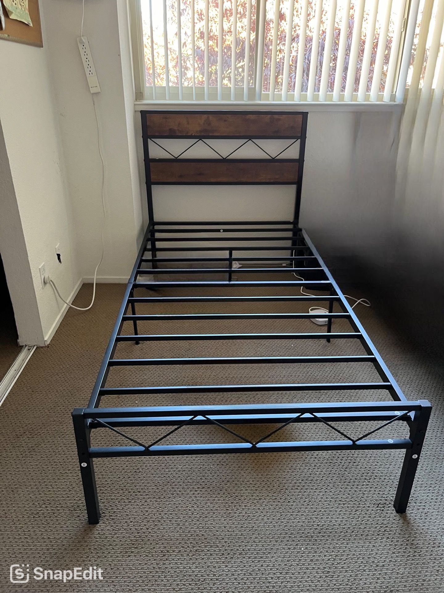 Twin Metal Platform Bed Frame with Headboard