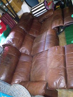 Leather brown couch