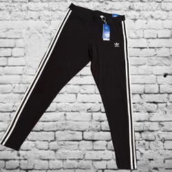 Adidas Track Pants NWT Mid Rise Black White Stripes Size Large Women’s 