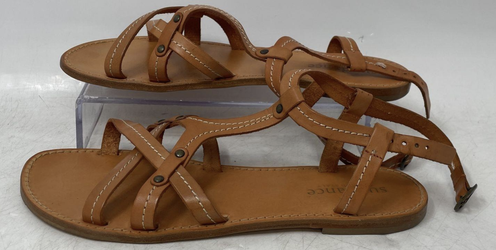 Vero Cuoio, Sundance Womens Brown all Leather Open Toe Flat Strappy Sandals Size EUR 38, US 8.