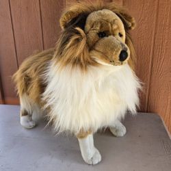 Stuffed Sheltie Sheep Dog W/ Metal Frame