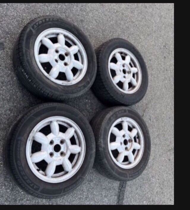 4 — 195/60r14 4x100 4x3.94 Stock Daisy Miata NA NB Xa Xb Civic Fit Corolla wheels Rims Tires!!!!