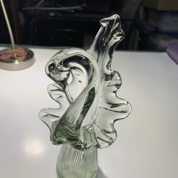 Vintage 1970’s Clear Blown Glass Swan Vase