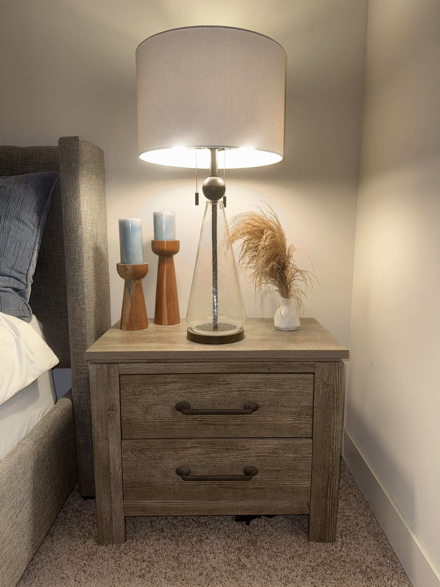 Nightstand Lamps Included.
