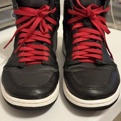 Nike Size 10 Air Jordan 1 Retro High Black Satin Red 555088-060 