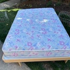 Full Size Bed With Platform Frame And Underneath Storage Drawer
